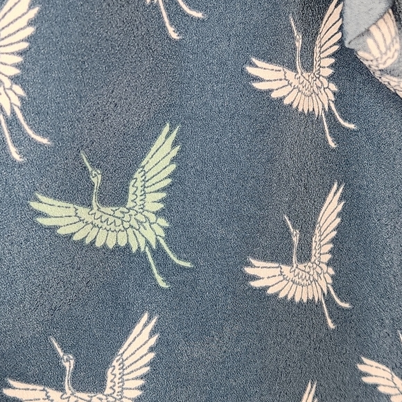 2/$30 Laura Scott1X Novelty Crane Bird All Over Print Roll Tab 3/4 Sleeve - Picture 11 of 15